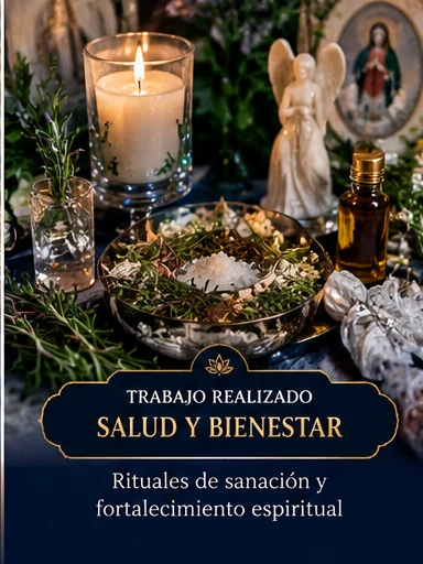 Ilustración de salud y bienestar espiritual con velas y elementos decorativos